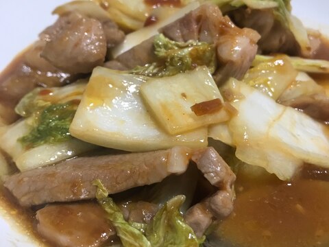 豚肩ロース肉と白菜のにんにく醤油炒め♫